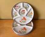 Vier vintage wildflower fondueborden, Huis en Inrichting, Keuken | Servies, Ophalen of Verzenden, Zo goed als nieuw, Aardewerk