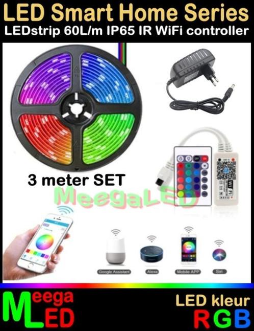 LEDstrip set - Smart WiFi Tuya IR RGB - 3 meter + trafo, Huis en Inrichting, Lampen | Overige, Nieuw, Ophalen of Verzenden