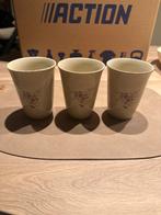 Vintage Poolse Bekers - Set van 3 Porseleinen Bekers met Blo, Antiek en Kunst, Antiek | Servies los, Ophalen of Verzenden