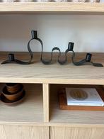 Leuke nieuwe zwarte metalen decoratie kandelaar kaarsen, Ophalen of Verzenden, Zo goed als nieuw