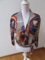 J95 GARCONNE aparte korte blouse bruin blauw L 42/44, Kleding | Dames, Blouses en Tunieken, Bruin, Maat 42/44 (L), Nieuw, Ophalen of Verzenden