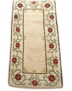 Vintage wollen tapijt loper - kleed crème, Gebruikt, 200 cm of meer, Crème, Rechthoekig