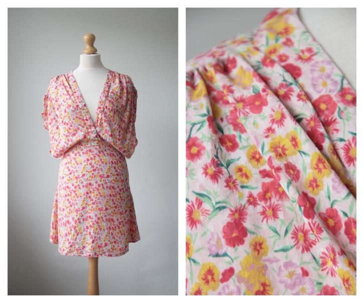 Paul & Joe - mooie zacht roze bloemen jurk / zijde / maat 38, Kleding | Dames, Jurken, Zo goed als nieuw, Maat 38/40 (M), Roze