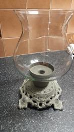 Windlicht met Barok Voet, Ophalen, Gebruikt, Metaal, Grijs