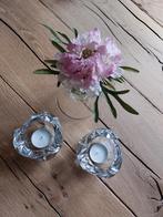 2x kristallen / murano waxinelichthouder met uniek vaasje, Ophalen of Verzenden