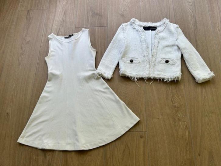 Witte jurk met bijpassend jasje van Zara maat XS, Kleding | Dames, Jurken, Zo goed als nieuw, Maat 34 (XS) of kleiner, Wit, Boven de knie