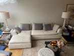 Natuzzi bank leder creme wit met licht grijze kussens, Ophalen, Gebruikt, 200 tot 250 cm