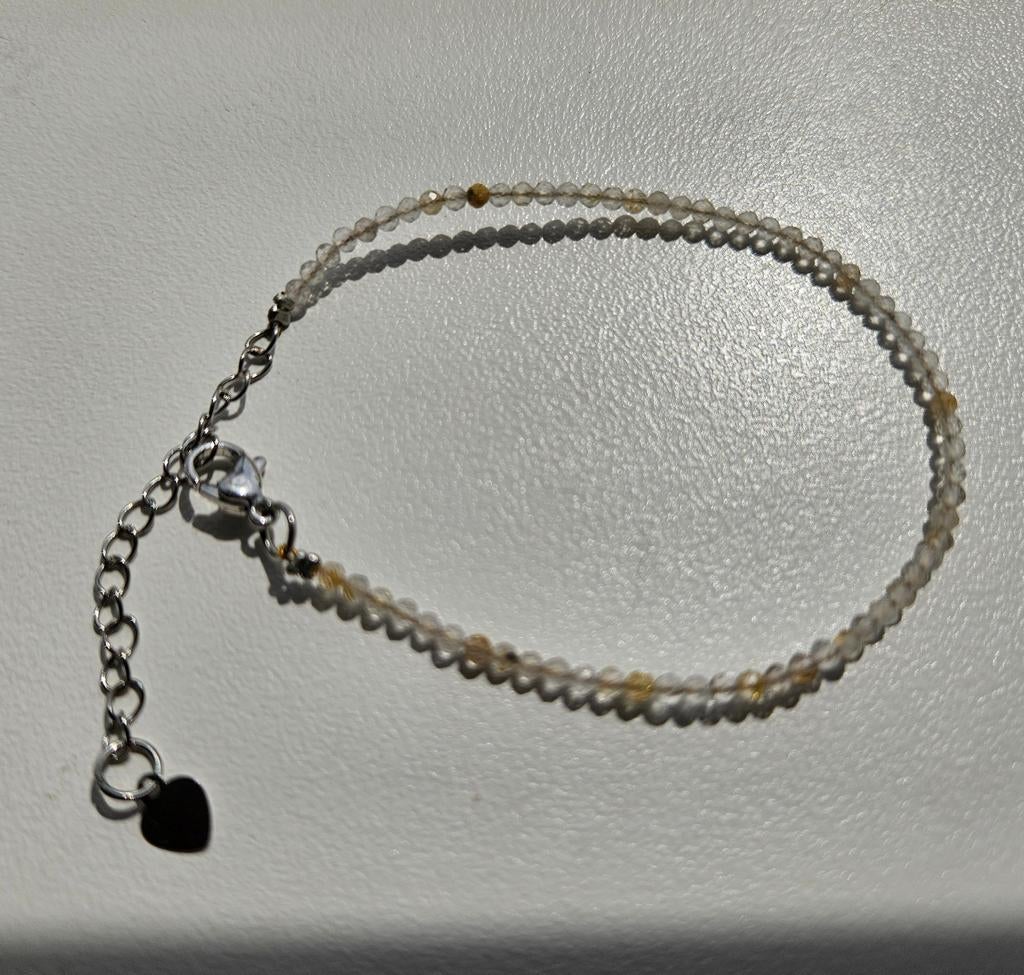 Edelsteen: goud Rutiel armband 2 mm, 925 Zilver, Ophalen of Verzenden, Nieuw