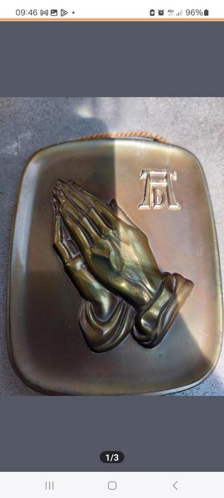 biddende handen gevouwen religi geloof bidden pray, Antiek en Kunst, Antiek | Koper en Brons, Ophalen of Verzenden
