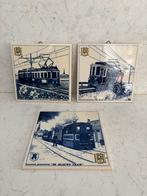 3 blauwe tram tegels, Ophalen of Verzenden, Gebruikt, Tram, Overige typen