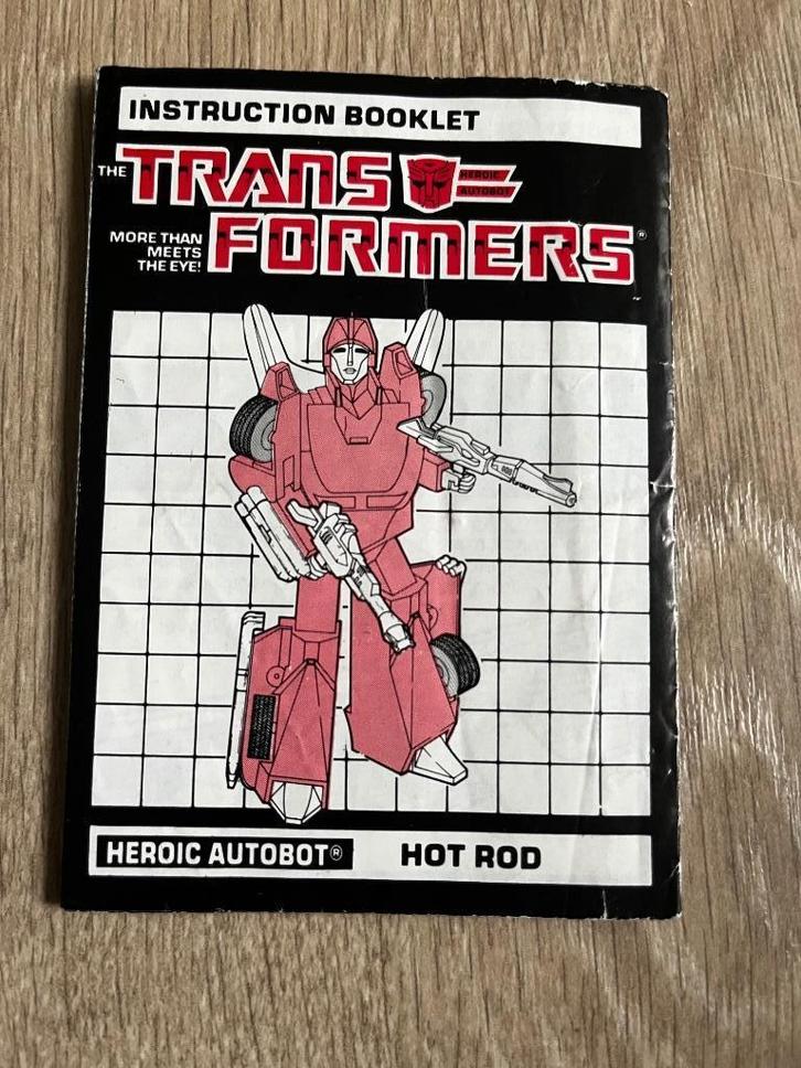 transformers G1: Hot Rod US instruction booklet rub 1986, Verzamelen, Transformers, Gebruikt, G1, Autobots, Ophalen of Verzenden