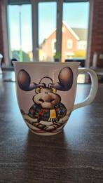 Grappige mok met Skiënde Eland, Huis en Inrichting, Keuken | Servies, Ophalen of Verzenden, Zo goed als nieuw, Overige stijlen