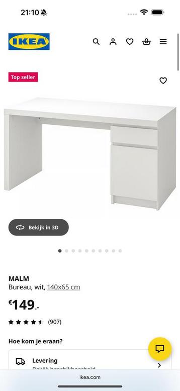 Ikea malm bureau zwart bruin - afbeelding 1