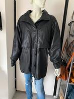 Zwarte vintage oversized leren jas maat 42, Zwart, Maat 42/44 (L), Ophalen of Verzenden, Zo goed als nieuw