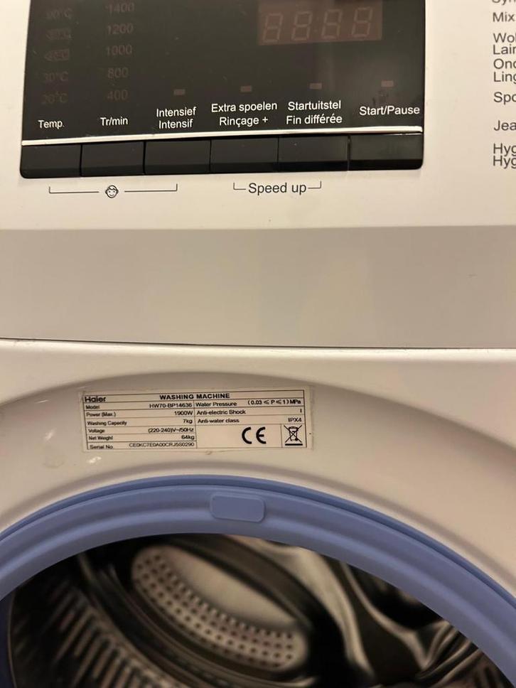 Haier Atrium Wasmachine 7kg, 1400 toeren, A+++, Witgoed en Apparatuur, Wasmachines, Gebruikt, Voorlader, 6 tot 8 kg, 85 tot 90 cm