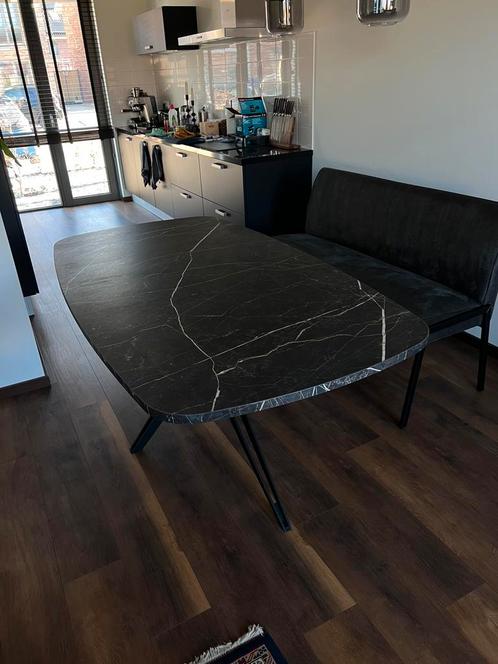 Marmerlook Deens ovaal eettafel 183x100 cm super kwaliteit!, Huis en Inrichting, Tafels | Eettafels, Zo goed als nieuw, 50 tot 100 cm