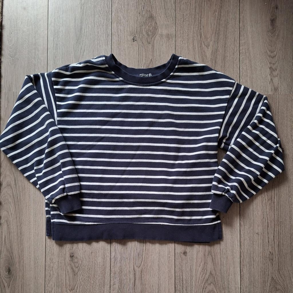 Bershka gestreepte sweater marineblauw wit maat L 40, Wit, Maat 42/44 (L), Gedragen, Bershka