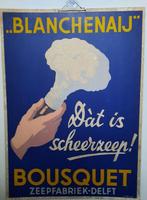 Reclame plaat karton van de zeepfabriek bousquet uit delft, Ophalen of Verzenden, Gebruikt, Reclamebord