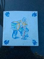 Antieke Tegel - Bezorger op Fiets, Ophalen of Verzenden