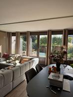 Taupe siergordijnen met roede en wandsteunen, Ophalen, Minder dan 75 cm, Overige typen, Zo goed als nieuw