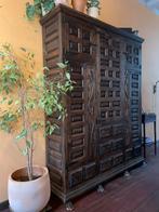 Unieke koloniale spaanse kast massief hout bruin antiek, Ophalen