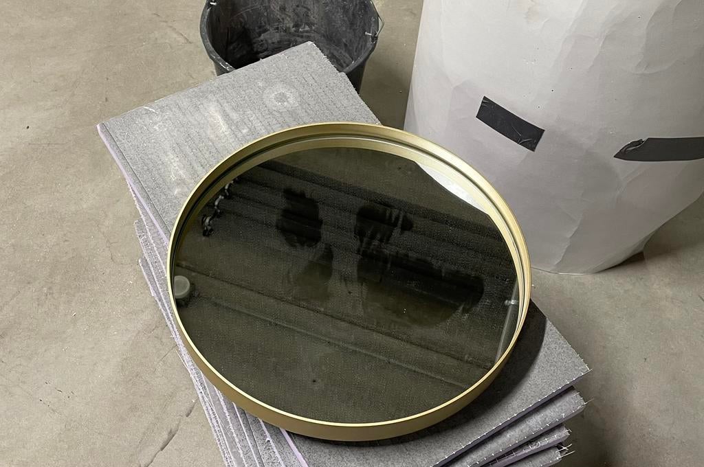 Gouden spiegel met ledverlichting, Ophalen, Minder dan 50 cm, Rond, Nieuw