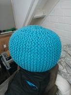 Leuke gehaakte poef - blauw, Huis en Inrichting, Banken | Voetenbanken en Poefen, Minder dan 50 cm, Rond, Ophalen of Verzenden