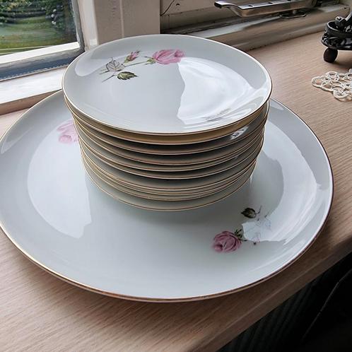 Arzberg gebakstel decor roze roos, Antiek en Kunst, Antiek | Servies compleet, Ophalen of Verzenden