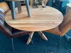 Tafel acacia hout 130cm rond houten matrix poot, Huis en Inrichting, Ophalen, Rond, Nieuw, Vijf personen of meer