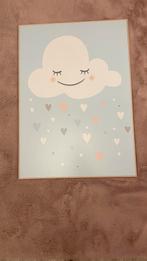 Schilderij Wolk met Hartjes - Babykamer/Kinderkamer, Ophalen of Verzenden, Zo goed als nieuw, Wanddecoratie