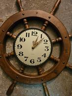 Houten Stuurwiel Wandklok - roer, Ophalen of Verzenden, Zo goed als nieuw, Analoog, Wandklok