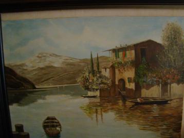 Olieverf schilderij - Como meer in Italië beschikbaar voor biedingen