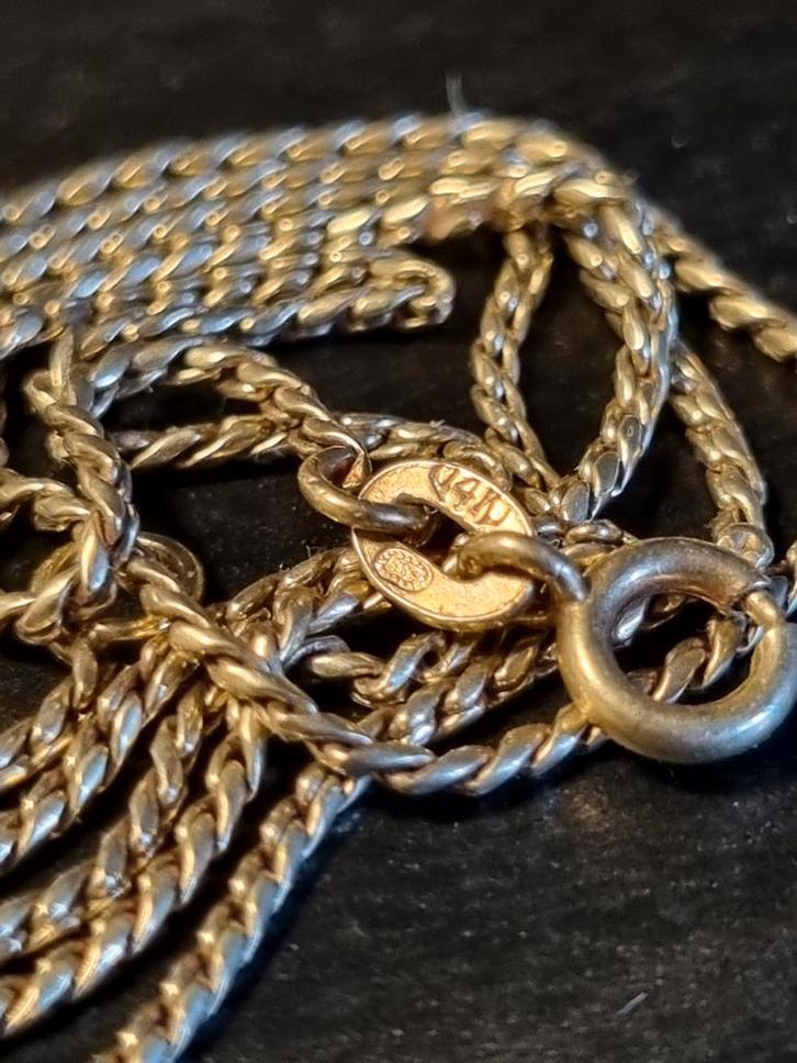 Gouden Ketting 14 Karaat - 45 cm, Sieraden, Tassen en Uiterlijk, Kettingen, Zo goed als nieuw, Goud, Goud, Ophalen of Verzenden