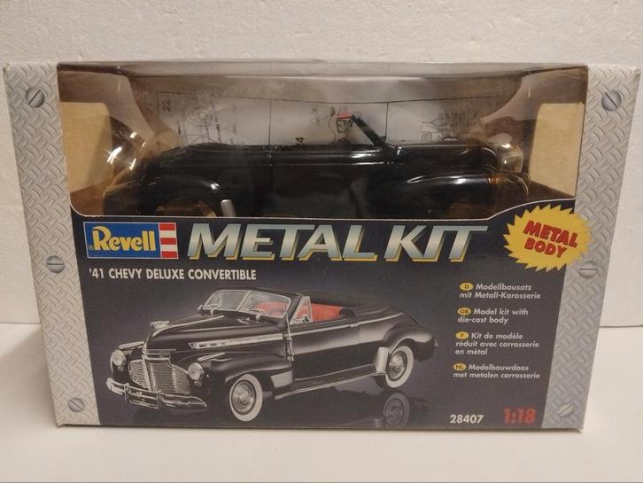 Chevrolet De Luxe Convertible zwart 1941 Revell KIT 1:18 KRD, Hobby en Vrije tijd, Modelauto's | 1:18, Zo goed als nieuw, Auto