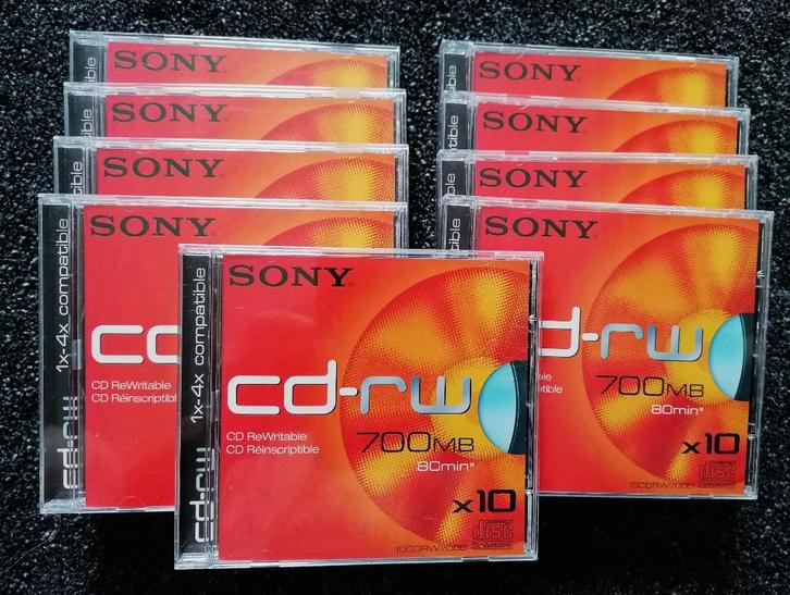 Nieuw: 9 stuks Cd-rw Sony 700mb 80 minuten; compleet nieuw., Computers en Software, Beschrijfbare discs, Nieuw, Cd, Herschrijfbaar