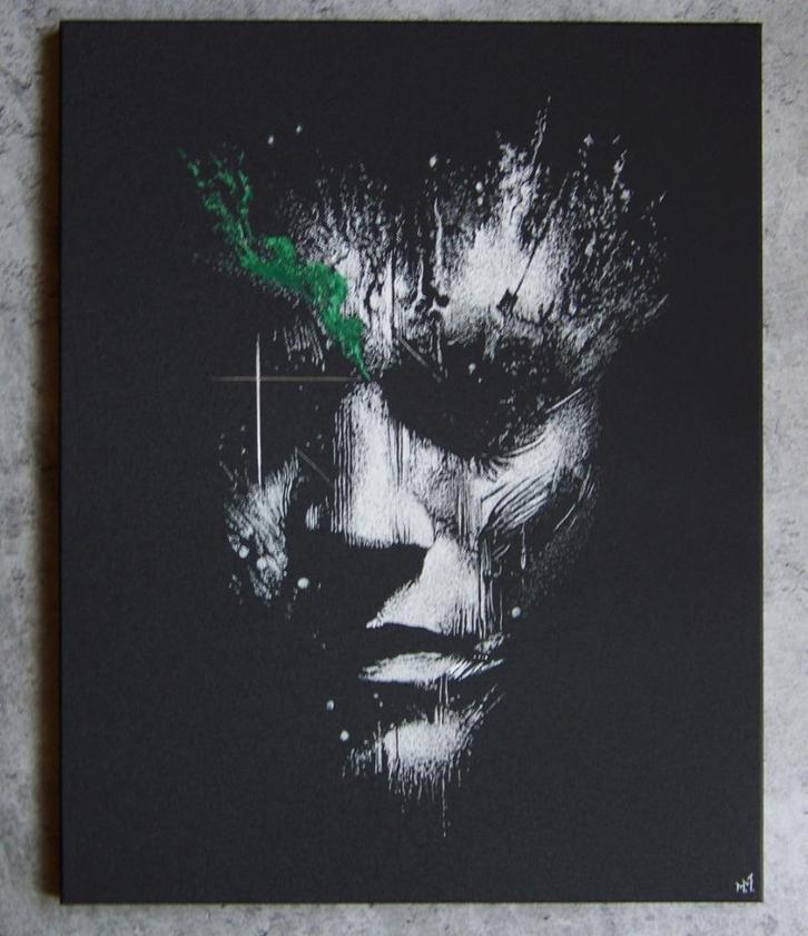Origineel handgesneden gegraveerd schilderij, Antiek en Kunst, Kunst | Schilderijen | Modern, Verzenden