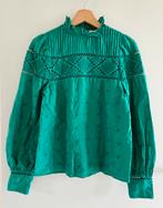 Sezane Blouse Smaragdgroen Linnen Borduursels Maat XS 34, Kleding | Dames, Verzenden, Sézane, Zo goed als nieuw, Maat 34 (XS) of kleiner