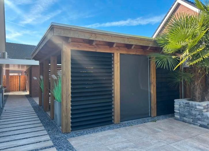 Luxe Douglas houten overkapping 5x5m met veel luxe extra’s, Tuin en Terras, Tuinhuizen, Zo goed als nieuw, Ophalen