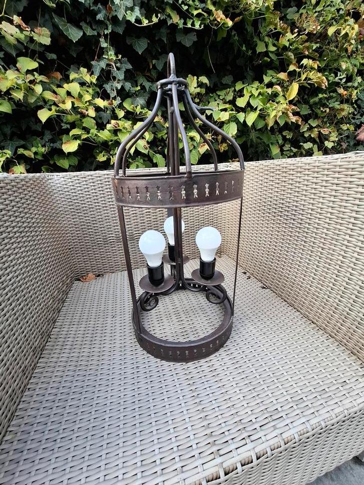 Vintage Metalen Hanglamp Vogelkooi Stijl, Huis en Inrichting, Lampen | Hanglampen, Gebruikt, 50 tot 75 cm, Metaal, Ophalen of Verzenden