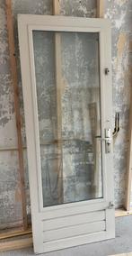 Buitendeur hardhout met dubbel glas en sluitwerk, Doe-het-zelf en Verbouw, Ophalen, Gebruikt, 80 tot 100 cm, 200 tot 215 cm