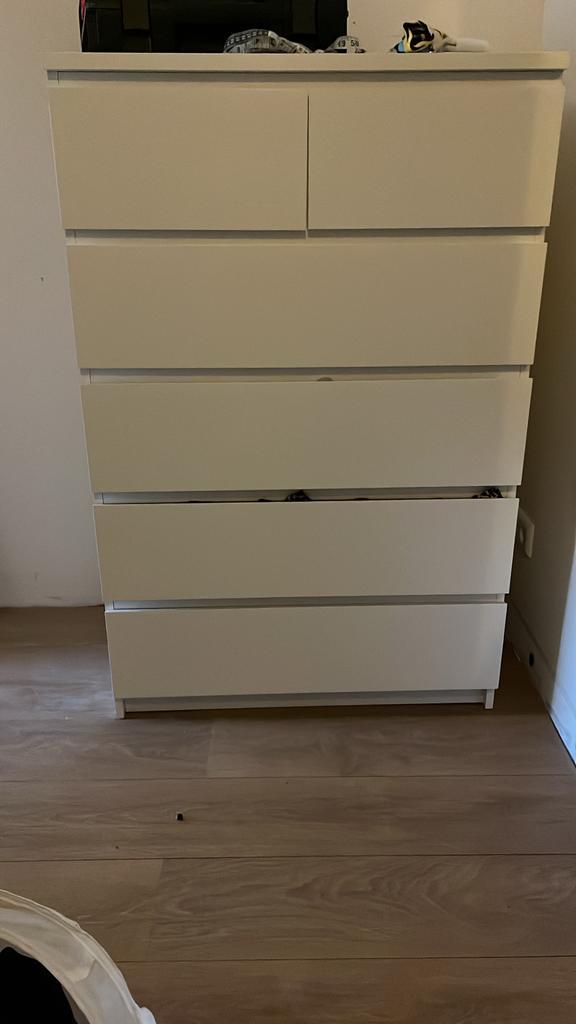Witte IKEA Malm ladekast met 6 lades, Huis en Inrichting, Kasten | Ladekasten, Gebruikt, 100 tot 150 cm, 50 tot 100 cm, 25 tot 50 cm