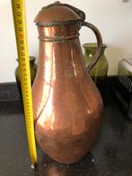 Oude grote dik buikige koperen  kan, Ophalen of Verzenden