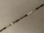 Boho ibiza parel kralen ketting met vergulde kralen bruin, Ophalen of Verzenden, Nieuw, Overige kleuren, Verstelbaar