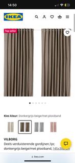 Ikea Vilborg Gordijn Donkergrijs-Beige 145x300cm, Huis en Inrichting, Ophalen, Zo goed als nieuw, Beige, 100 tot 150 cm