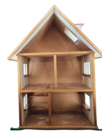 2220 Vintage gestript groot poppenhuis huis voor poppen beschikbaar voor biedingen