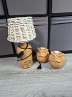 Lamp met 2x uil-waxinelichtjes, Ophalen, Zo goed als nieuw