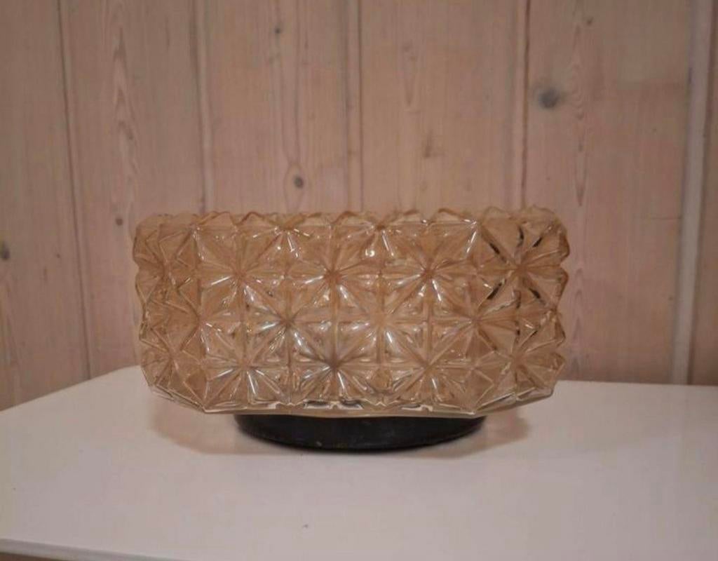 Deense Knud Christensen amberkleurige plafondlamp., Ophalen of Verzenden