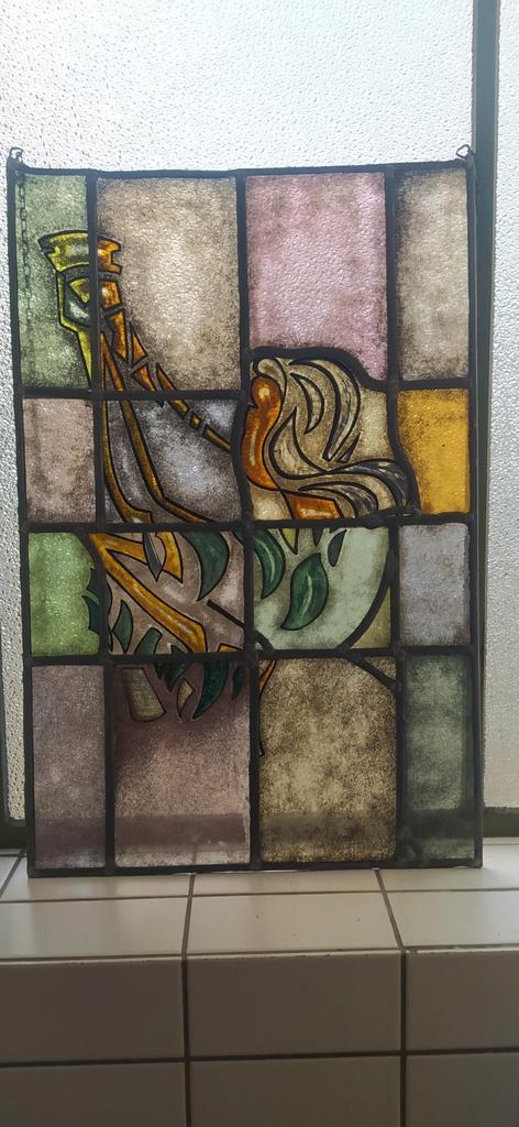 Gebrandschilderd glas in lood, Doe-het-zelf en Verbouw, Glas en Ramen, Gebruikt, Minder dan 80 cm, Minder dan 80 cm, Glas in lood