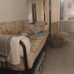 Uitschuifbaar logeerbed / bedbank - 2 persoons, Ophalen, 90 cm, Beige, Vintage