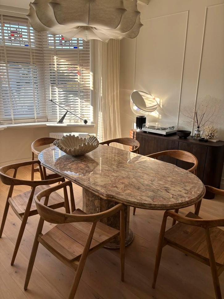 Marmeren Eettafel Calacatta Viola/Brecchia, Antiek en Kunst, Antiek | Meubels | Tafels, Ophalen of Verzenden